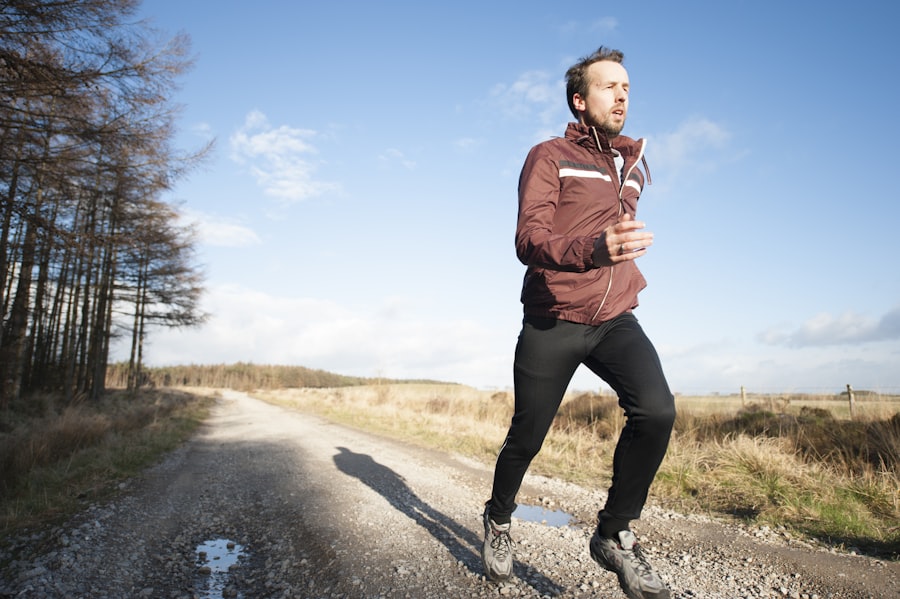 Person running outdoors on a path